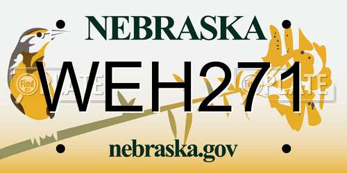 WEH271 Nebraska License Plate