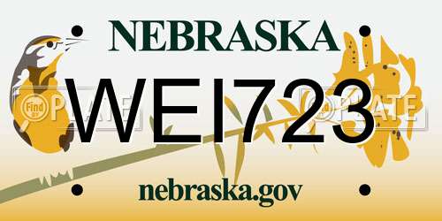 WEI723 Nebraska License Plate