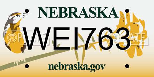 WEI763 Nebraska License Plate