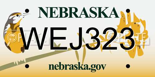 WEJ323 Nebraska License Plate