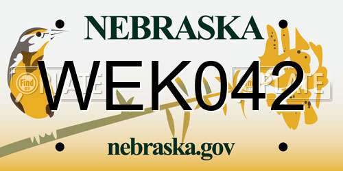 WEK042 Nebraska License Plate