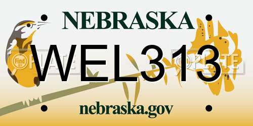 WEL313 Nebraska License Plate
