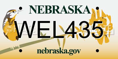 WEL435 Nebraska License Plate