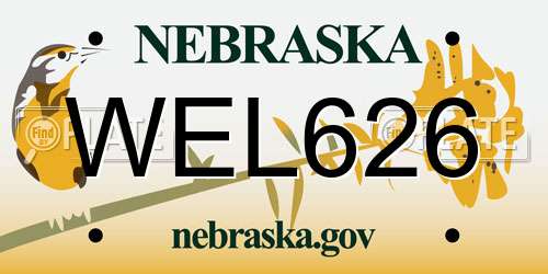 WEL626 Nebraska License Plate
