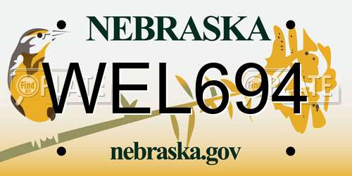 WEL694 Nebraska License Plate