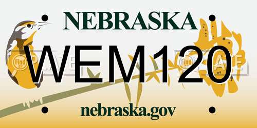 WEM120 Nebraska License Plate