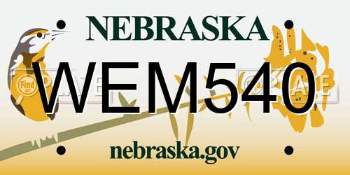 WEM540 Nebraska License Plate