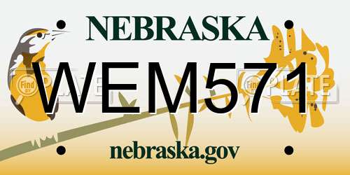 WEM571 Nebraska License Plate
