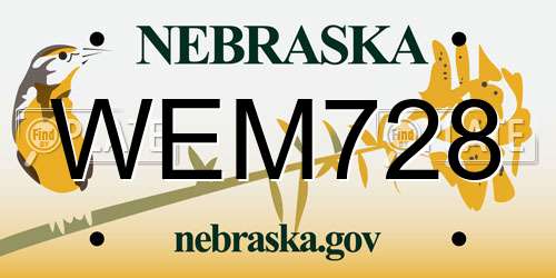 WEM728 Nebraska License Plate