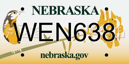 WEN638 Nebraska License Plate