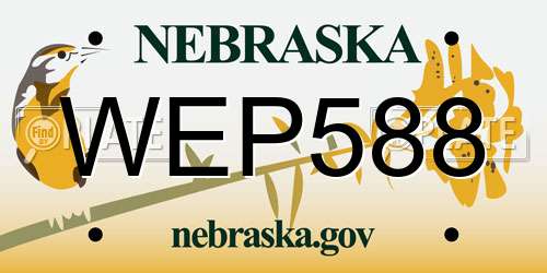 WEP588 Nebraska License Plate