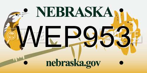 WEP953 Nebraska License Plate