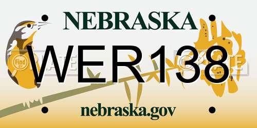 WER138 Nebraska License Plate