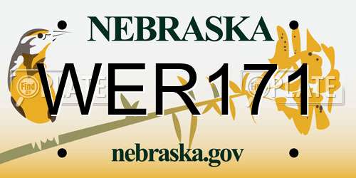 WER171 Nebraska License Plate