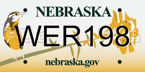 WER198 Nebraska License Plate