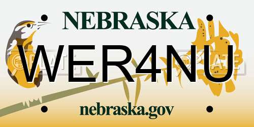 WER4NU Nebraska License Plate