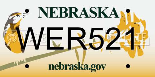 WER521 Nebraska License Plate