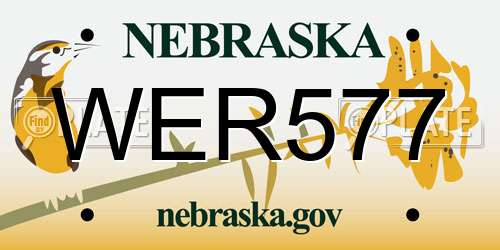 WER577 Nebraska License Plate