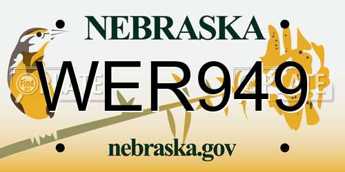 WER949 Nebraska License Plate