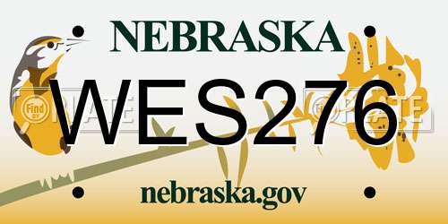 WES276 Nebraska License Plate