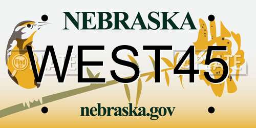 WEST45 Nebraska License Plate