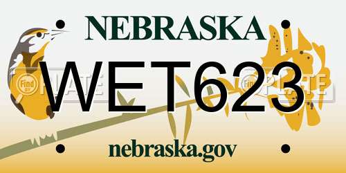 WET623 Nebraska License Plate