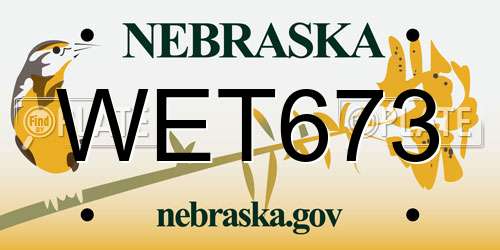 WET673 Nebraska License Plate