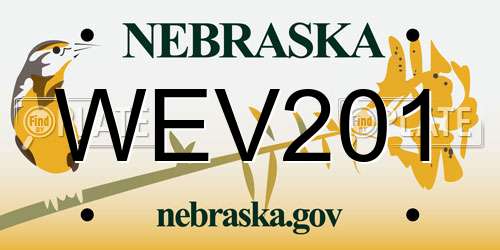 WEV201 Nebraska License Plate