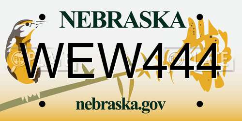 WEW444 Nebraska License Plate