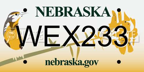 WEX233 Nebraska License Plate