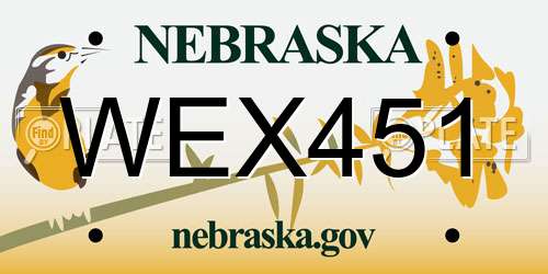 WEX451 Nebraska License Plate