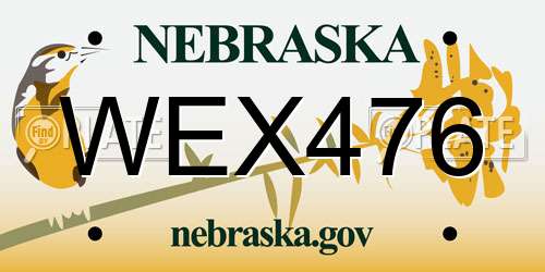 WEX476 Nebraska License Plate