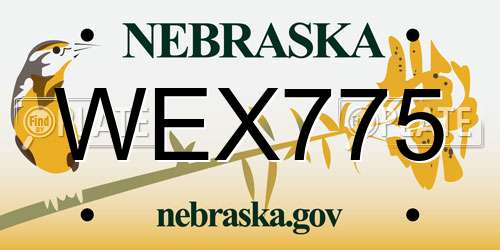 WEX775 Nebraska License Plate