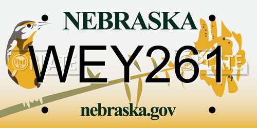 WEY261 Nebraska License Plate