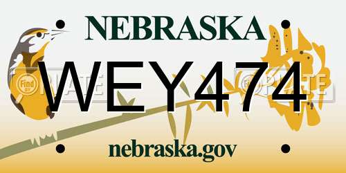 WEY474 Nebraska License Plate