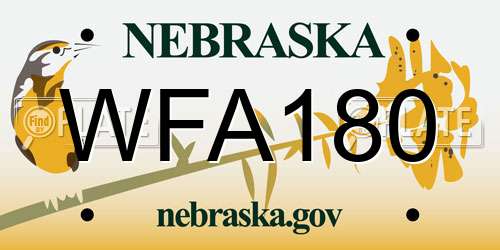 WFA180 Nebraska License Plate
