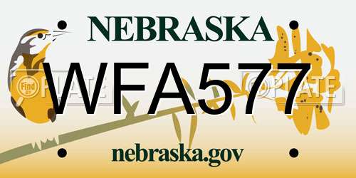 WFA577 Nebraska License Plate