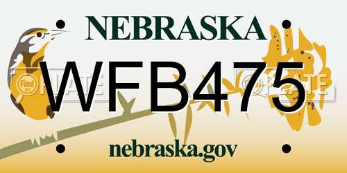 WFB475 Nebraska License Plate
