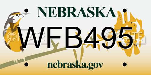 WFB495 Nebraska License Plate