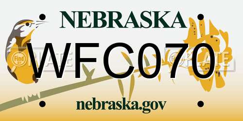WFC070 Nebraska License Plate