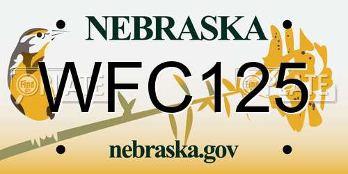 WFC125 Nebraska License Plate