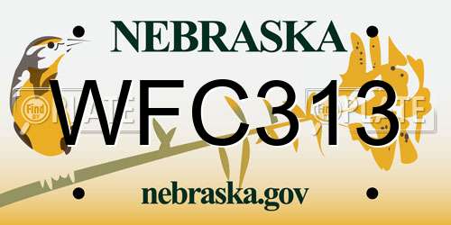 WFC313 Nebraska License Plate
