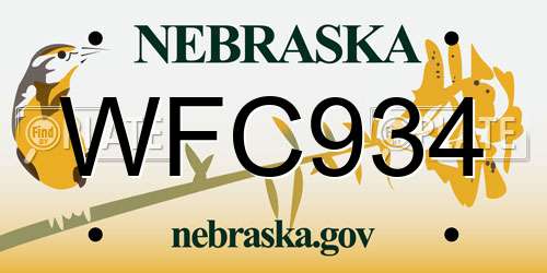 WFC934 Nebraska License Plate