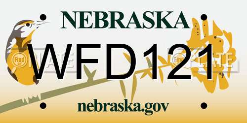 WFD121 Nebraska License Plate