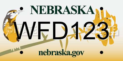 WFD123 Nebraska License Plate