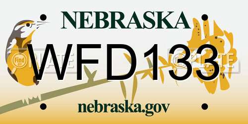 WFD133 Nebraska License Plate