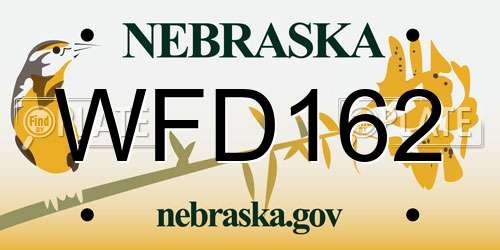 WFD162 Nebraska License Plate
