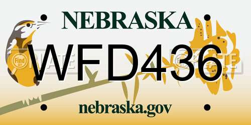 WFD436 Nebraska License Plate