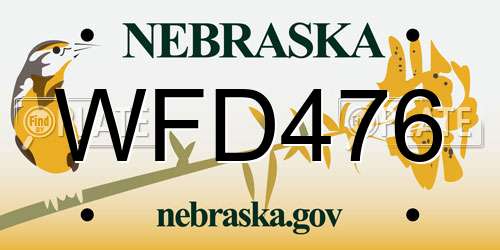 WFD476 Nebraska License Plate