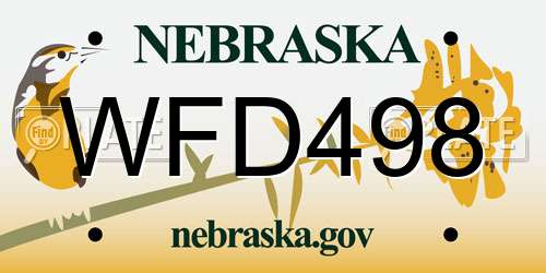WFD498 Nebraska License Plate